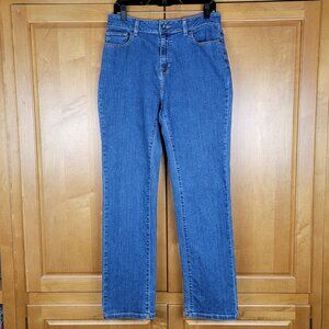 Women's L.L.Bean Stonewashed Straight-Leg Zipper Fly Stretch Denim Jeans - 10 MT